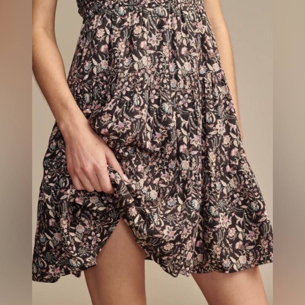 🆕 Lucky Brand Smocked Floral Boho Cottagecore Mini Sundress - Size M L - Picture 4 of 17